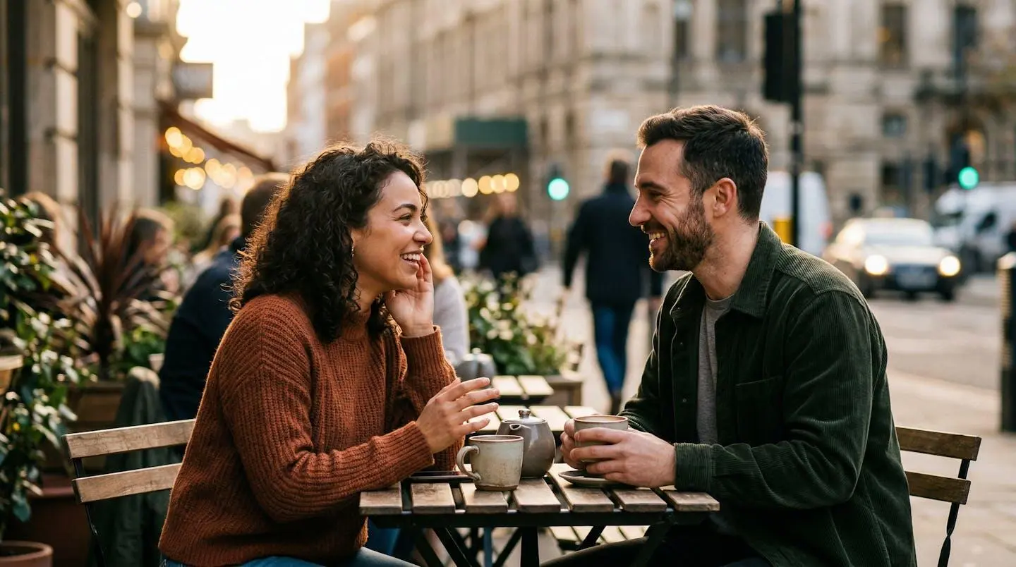 Deux personnes partageant un moment de connexion authentique dans un environnement urbain moderne