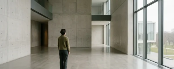 Personne contemplant différents aspects de la vie au-delà de l'argent dans un environnement épuré