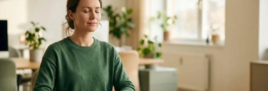 Professionnel concentré dans un environnement de travail zen et organisé