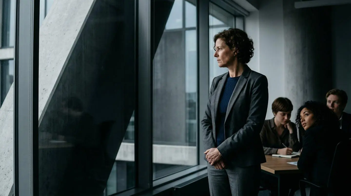 Manager protégeant son équipe face à la pression hiérarchique en environnement professionnel tendu