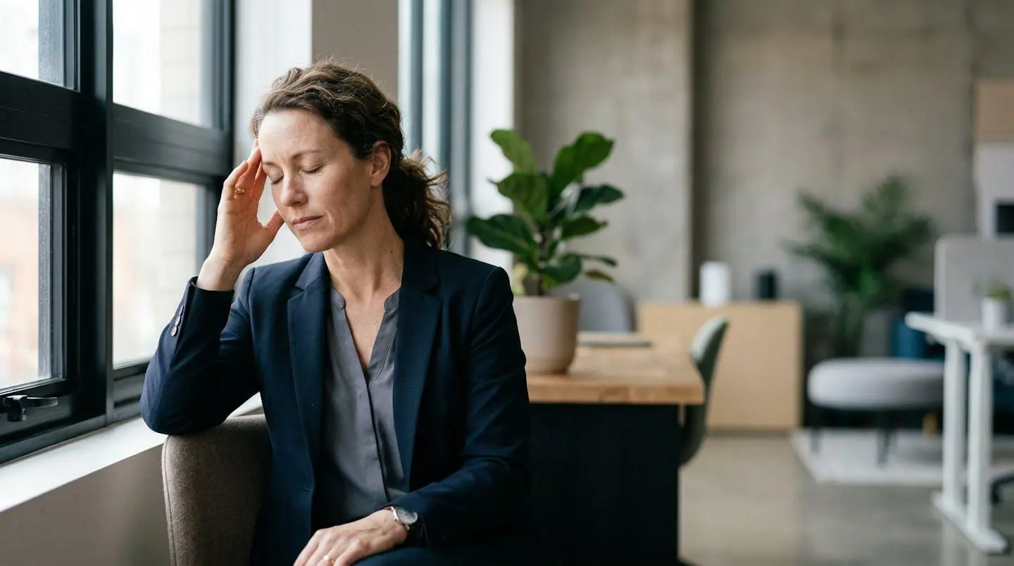 Personne en moment de réflexion profonde dans un environnement calme symbolisant la réévaluation cognitive