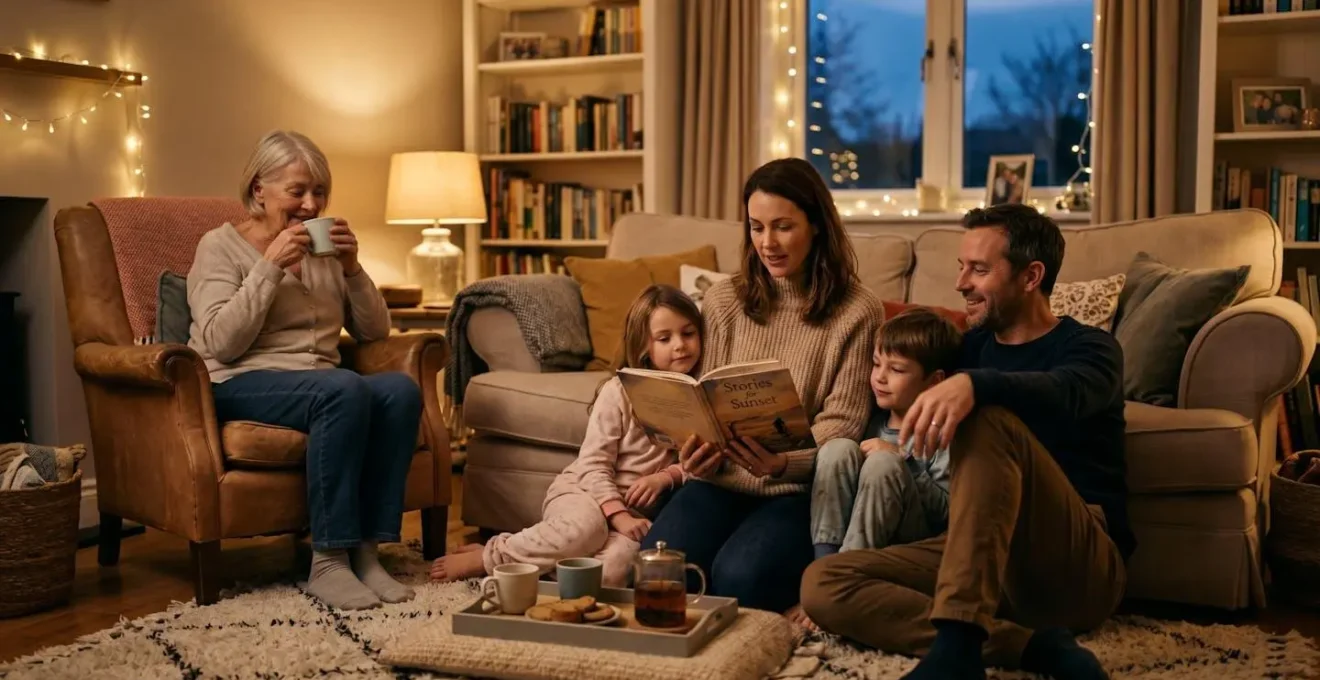 Moment de connexion familiale sereine pendant le rituel du soir