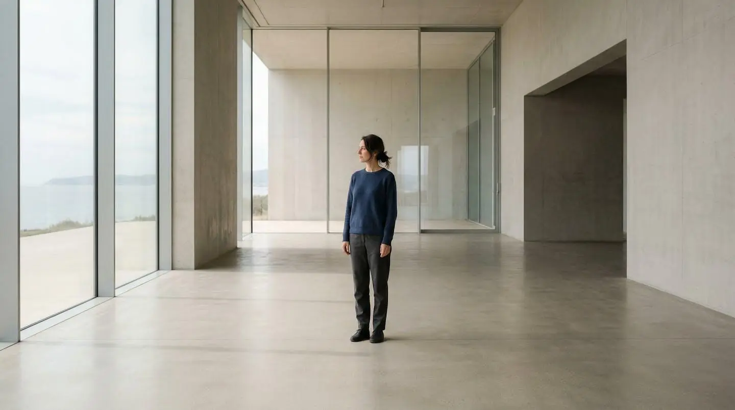 Personne en équilibre mental face au flux d'informations