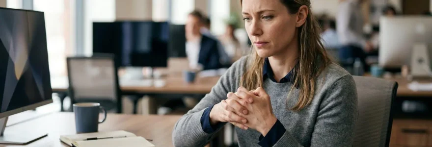Personne au bureau gérant le stress relationnel professionnel
