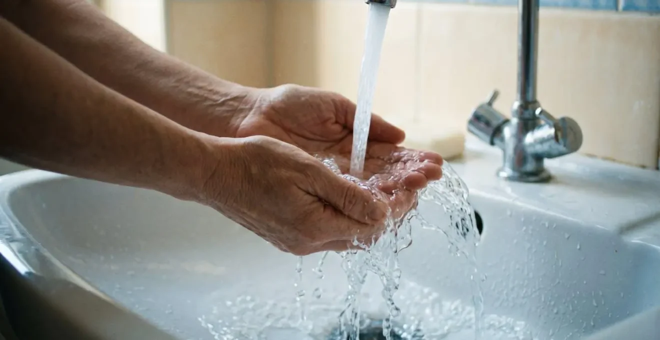 Mains sous un filet d'eau symbolisant la régulation émotionnelle immédiate