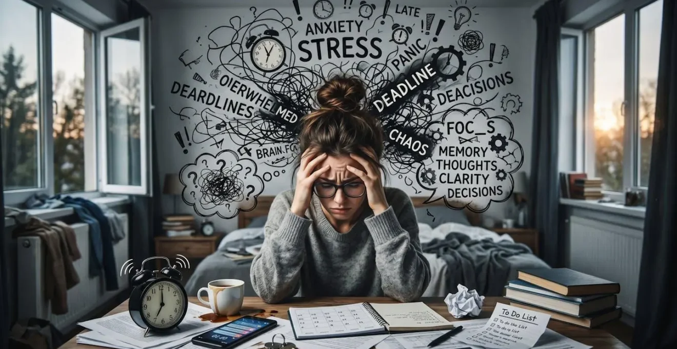 Scène symbolique illustrant l'impact du stress matinal sur les capacités cognitives