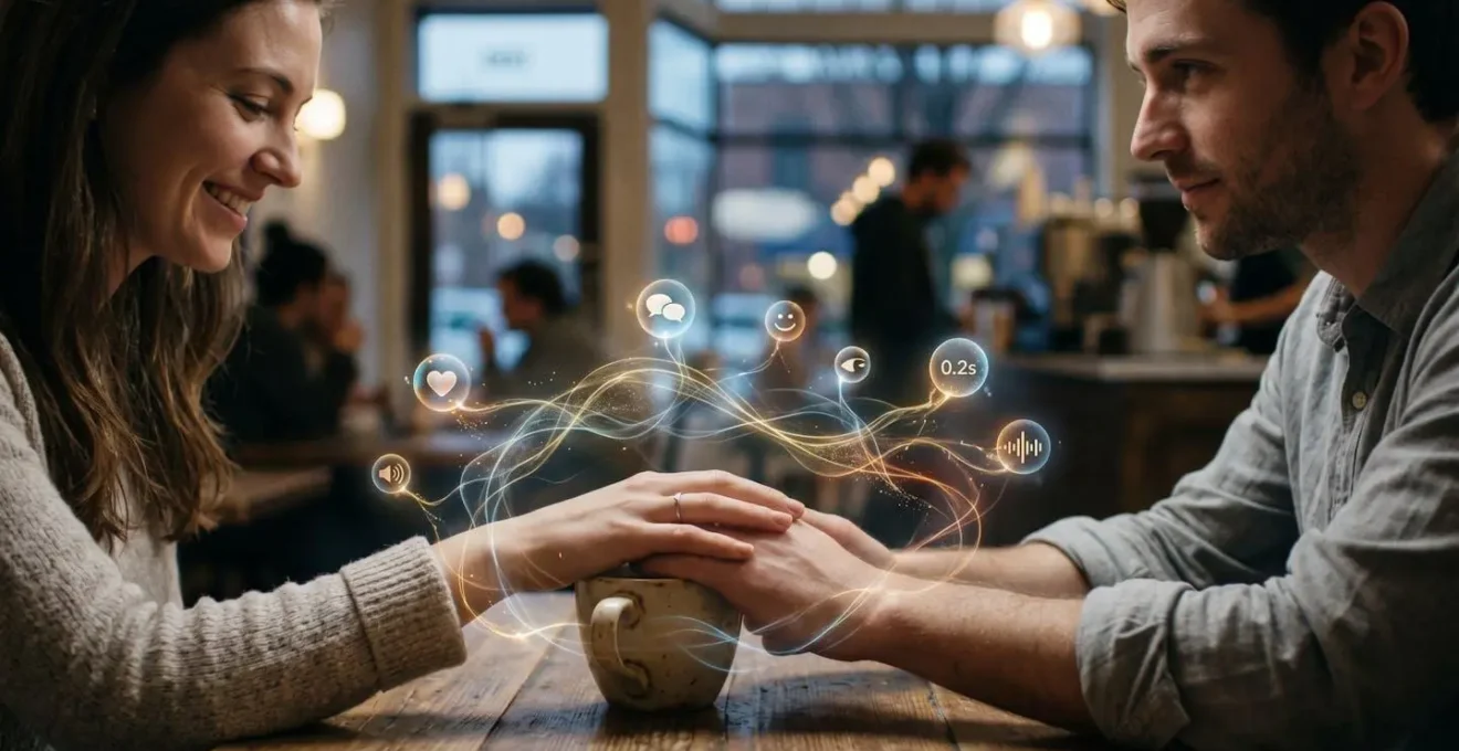 Métaphore visuelle de la communication émotionnelle et des micro-moments d'intimité dans les échanges quotidiens