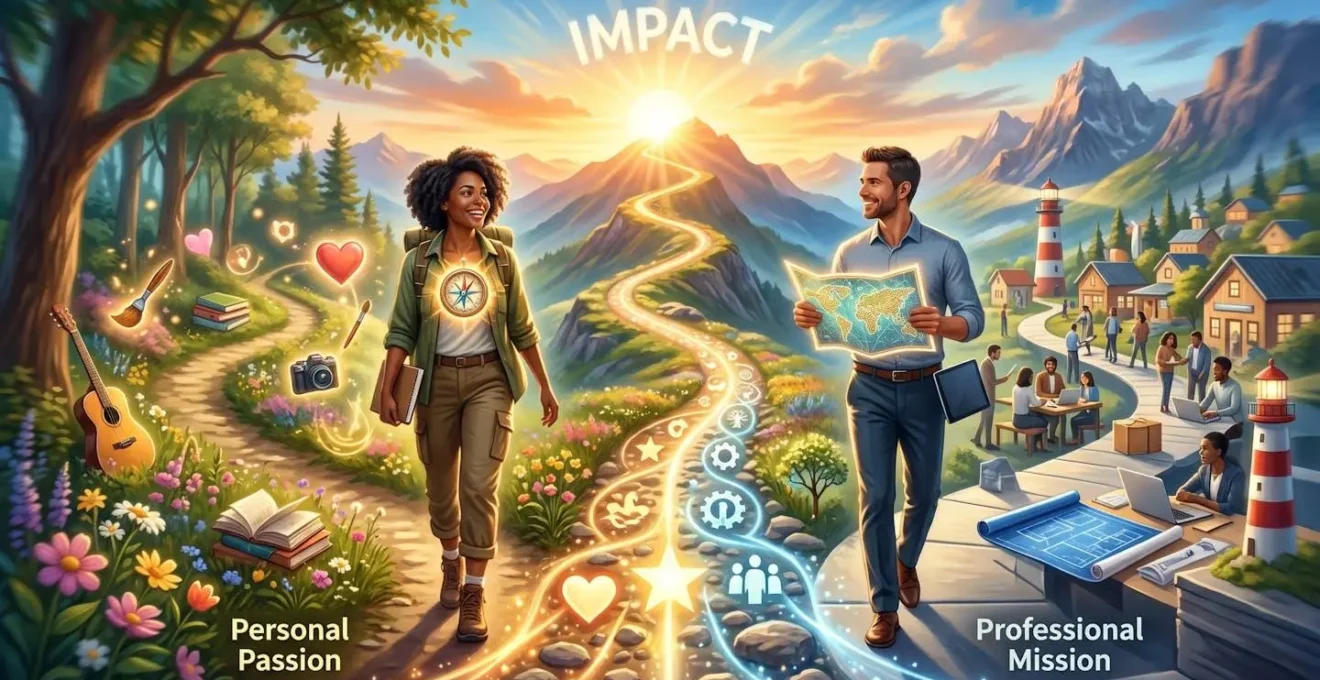 Métaphore visuelle de l'alignement retrouvé entre passion personnelle et mission professionnelle