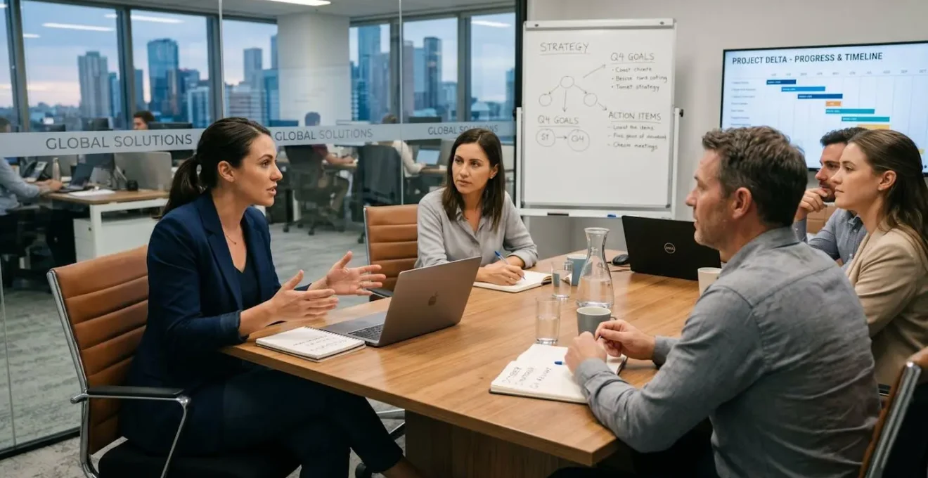 Réunion professionnelle montrant une communication assertive en milieu de travail