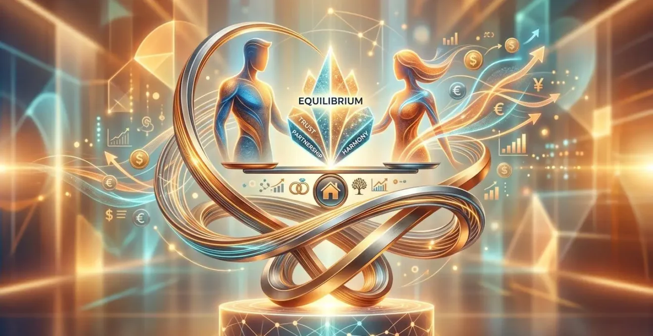 Concept abstrait de balance et d'equilibre financier dans un couple