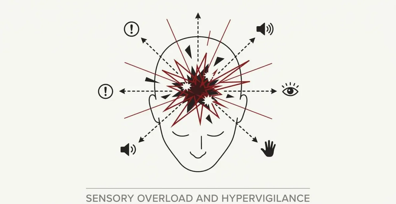Représentation minimaliste de la surcharge sensorielle et de l'hypervigilance